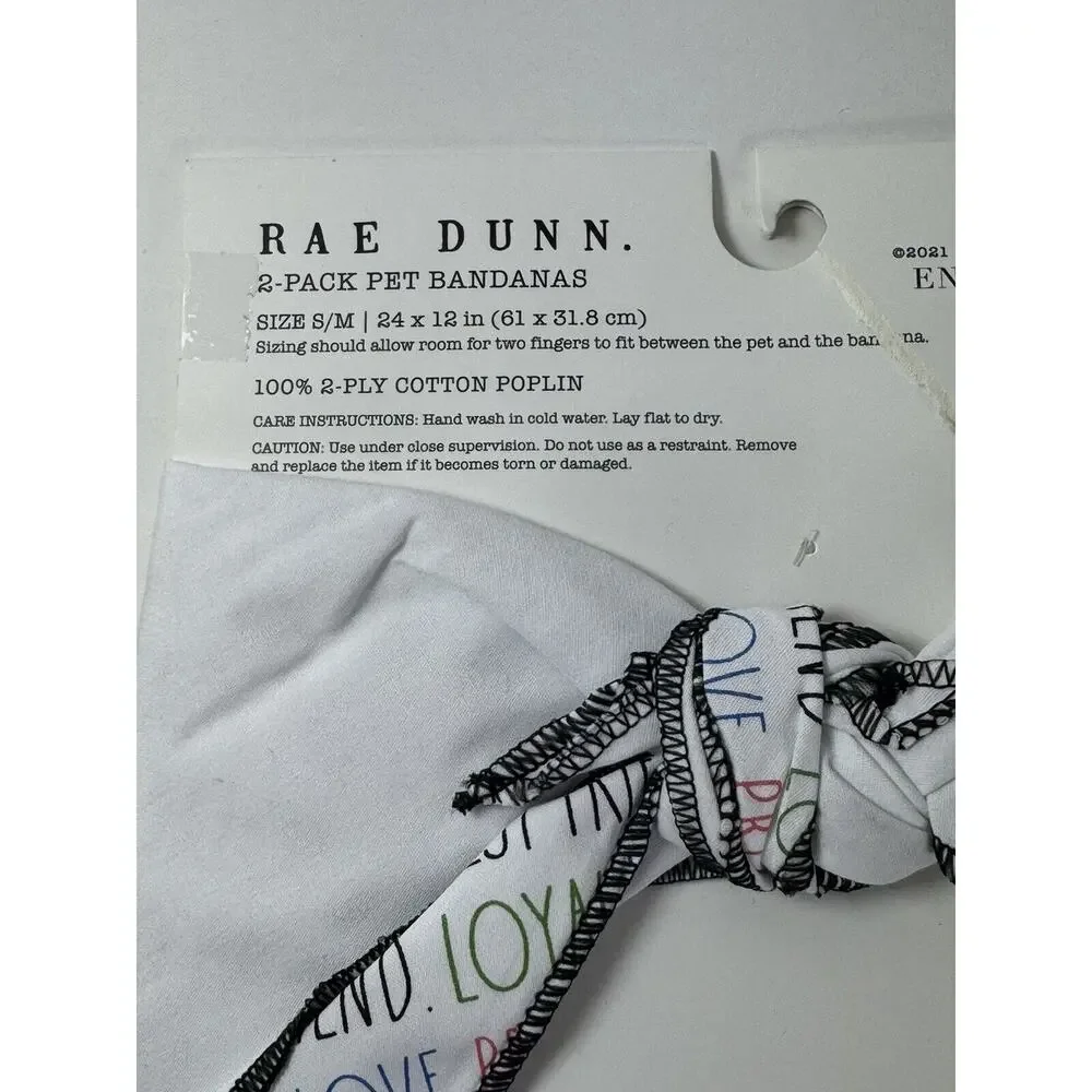 Rae Dunn 2 Pack Pet Bandannas Good Girl Size S/M 100% Cotton NWT